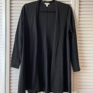 J Jill black wool blend tunic-length cardigan, size S petite